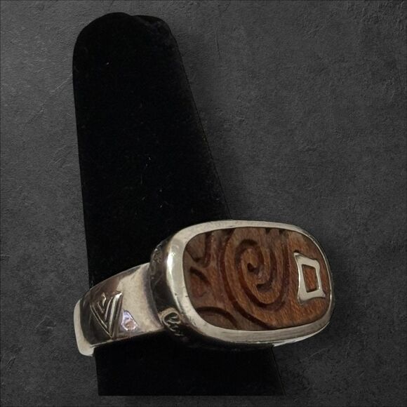 Silpada Carved Wood "Live Your Life To The Fullest" Size 8.25 Ring R2023 - Picture 1 of 5